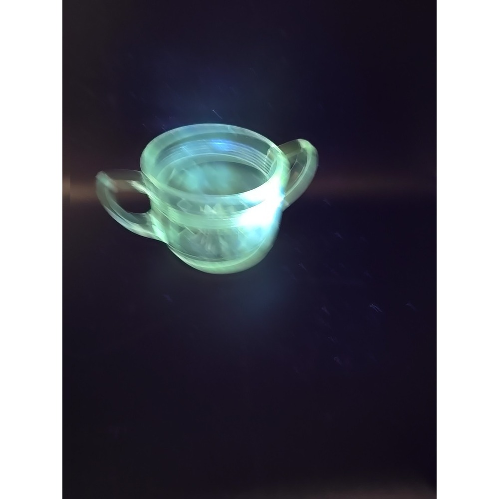 Anchor Hocking Floral Etched Manhattan Crystal Sugar Bowl GLOWS! - Picture 9 of 9